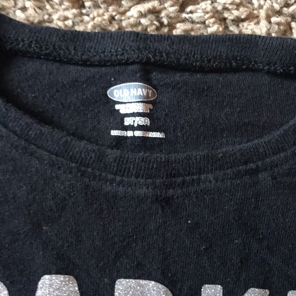 Old Navy Black Long Sleeve Top Silver Sparkle Lettering - Picture 3 of 3